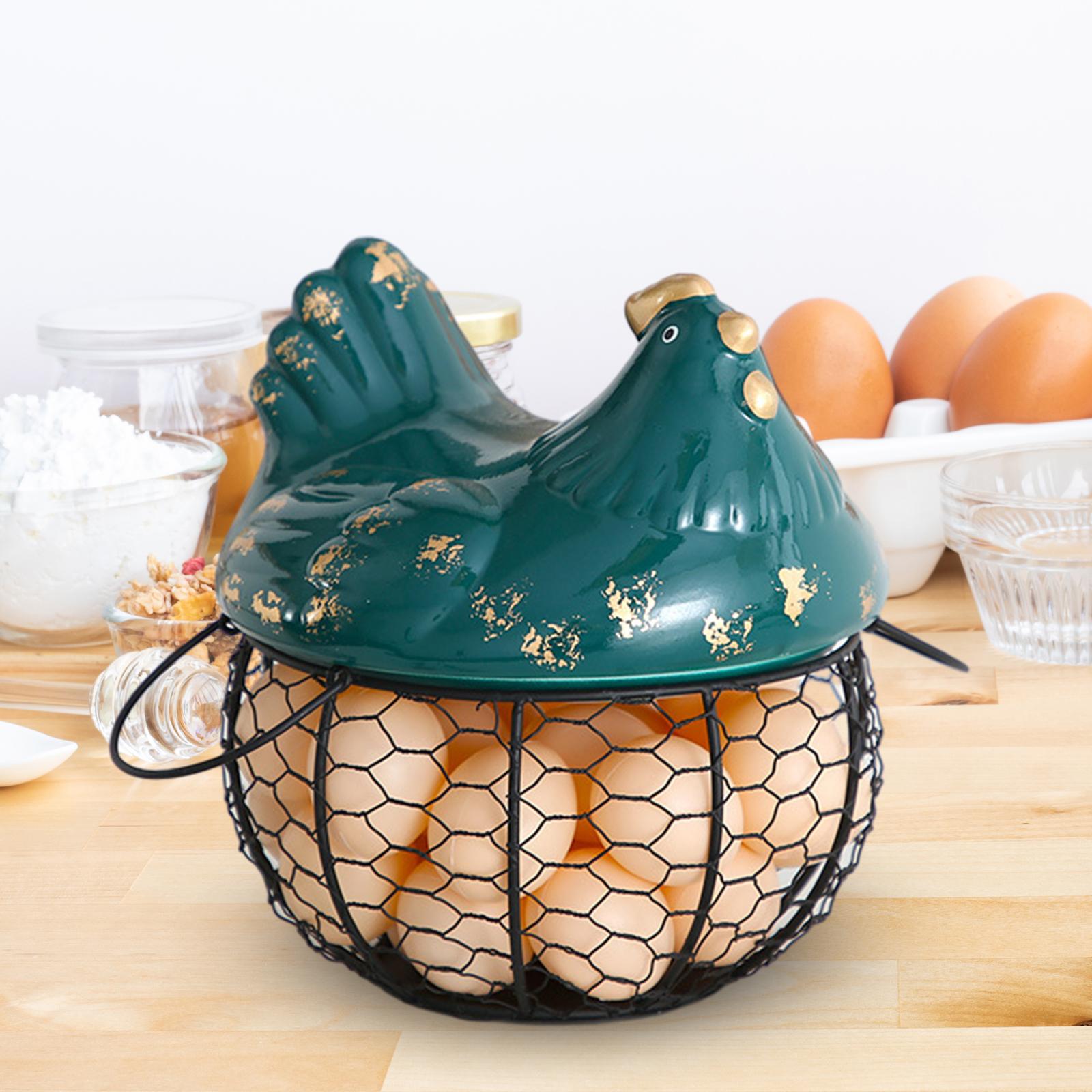 Egg Basket Large Capacity Rustic Egg Collection Basket Kitchen Egg Container Black