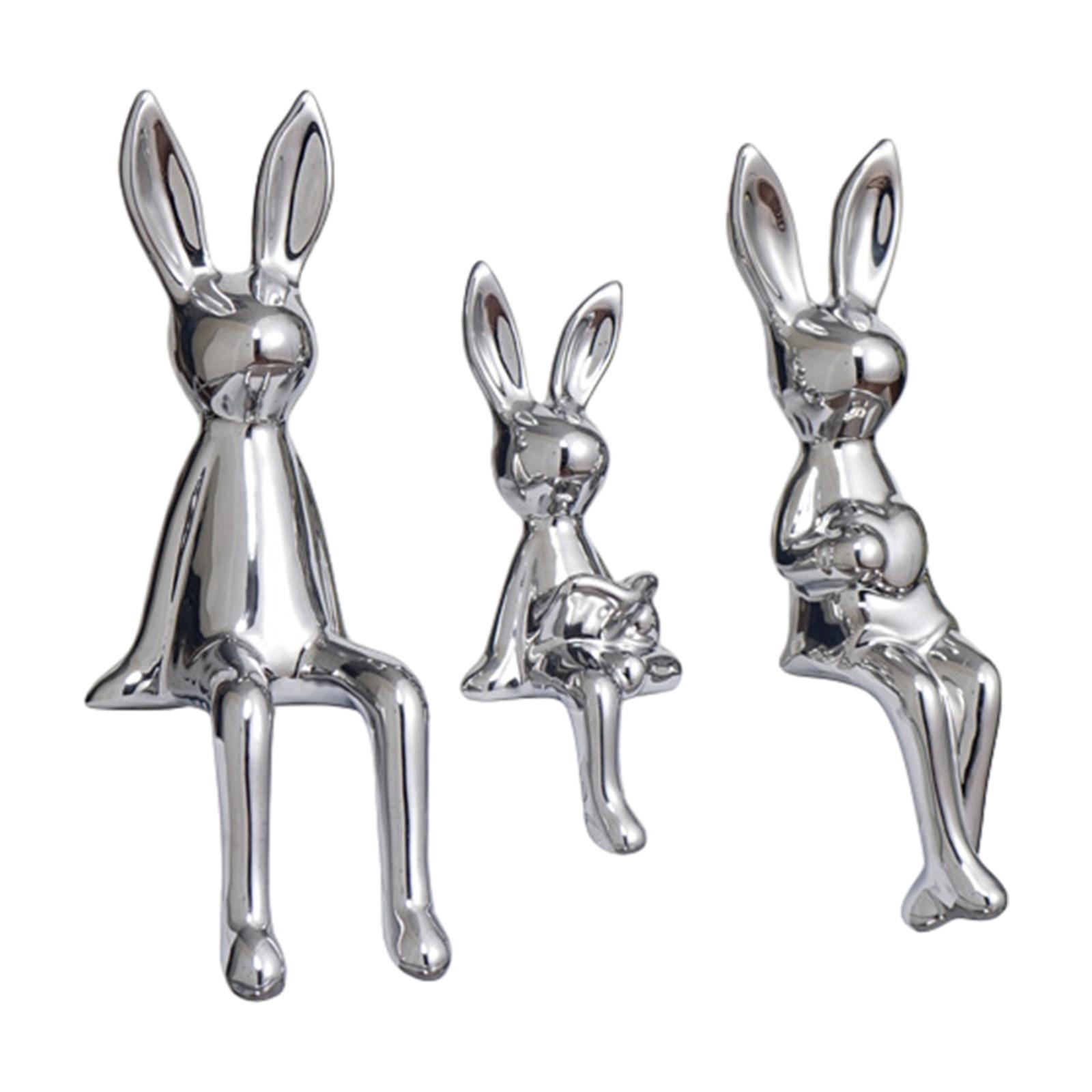 Bunny Figurines 3 Pieces Silver