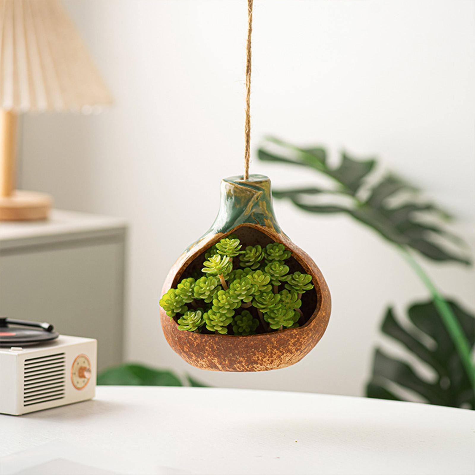 Hanging Planter Ceramic Flower Vase Lawn Fence Display Home Plant Pot Holder