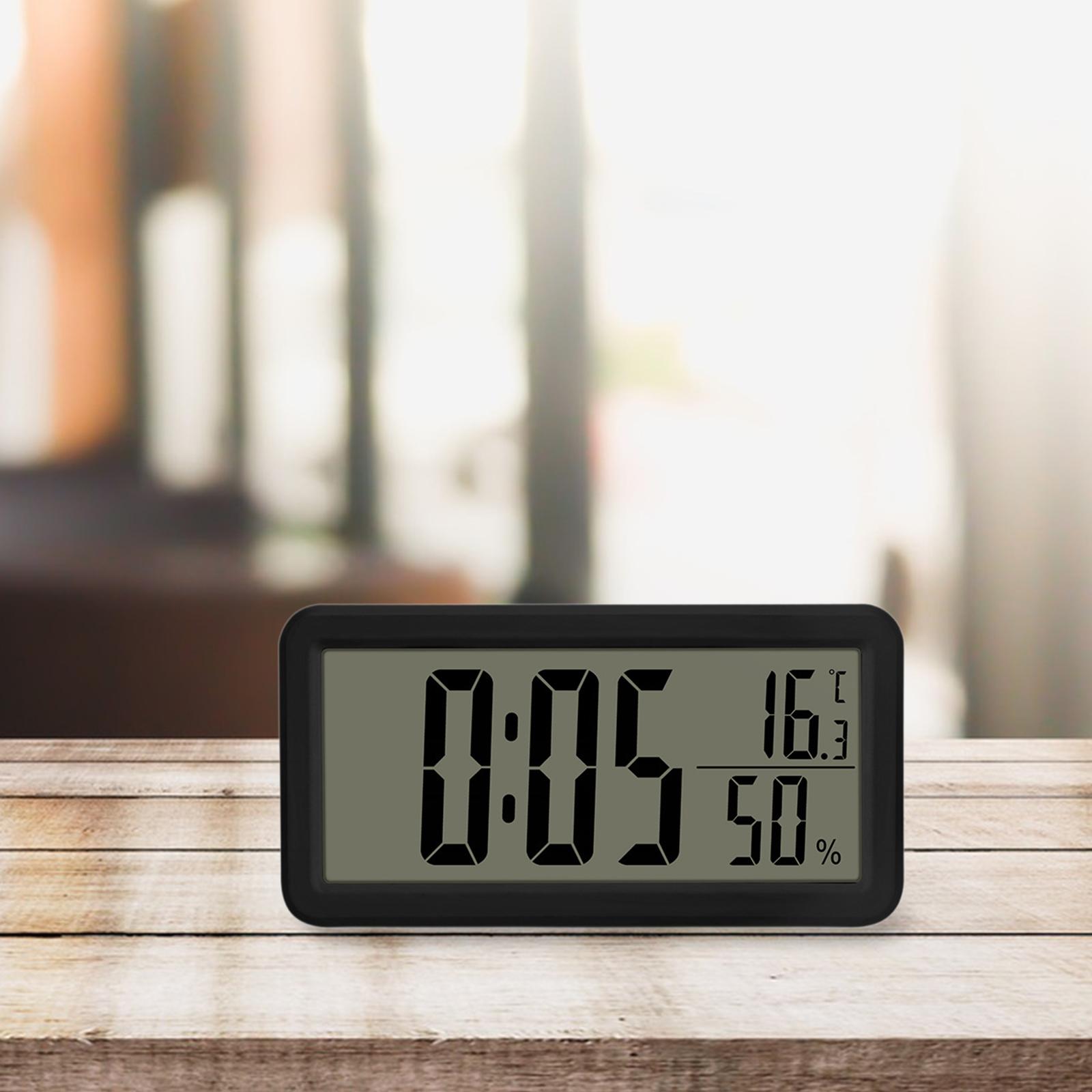 Digital Alarm Clock with Temperature Humidity 6x3inch with Snooze for Travel