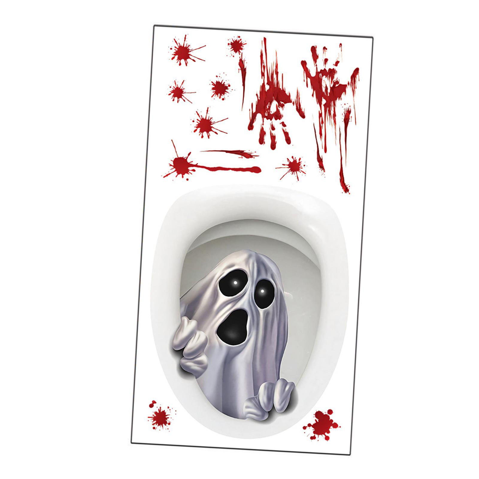 Toilet Lid Decals Poster Sign Waterproof Halloween Toilet Seat Evil Sticker