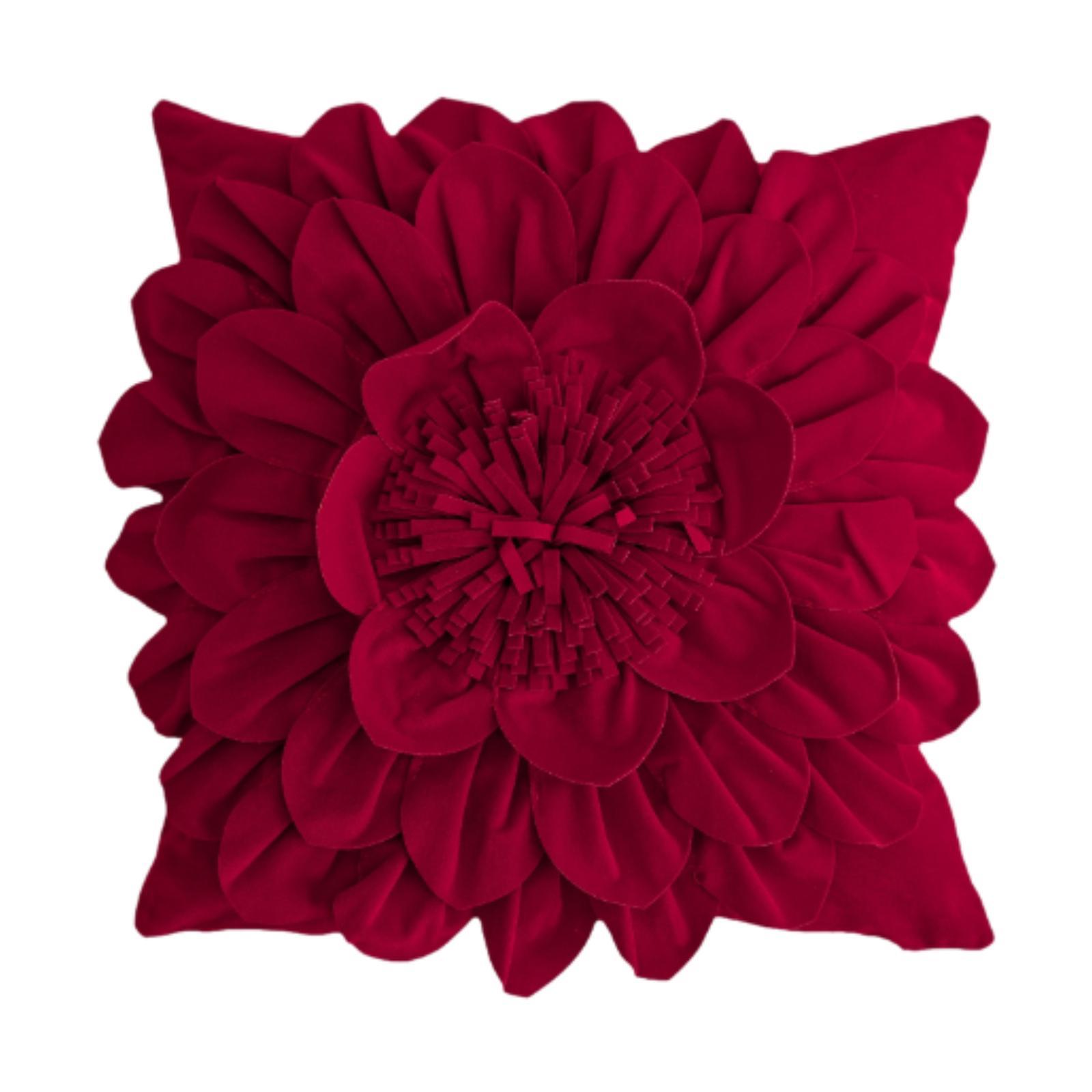 Flower Throw Pillow Cover Red Square