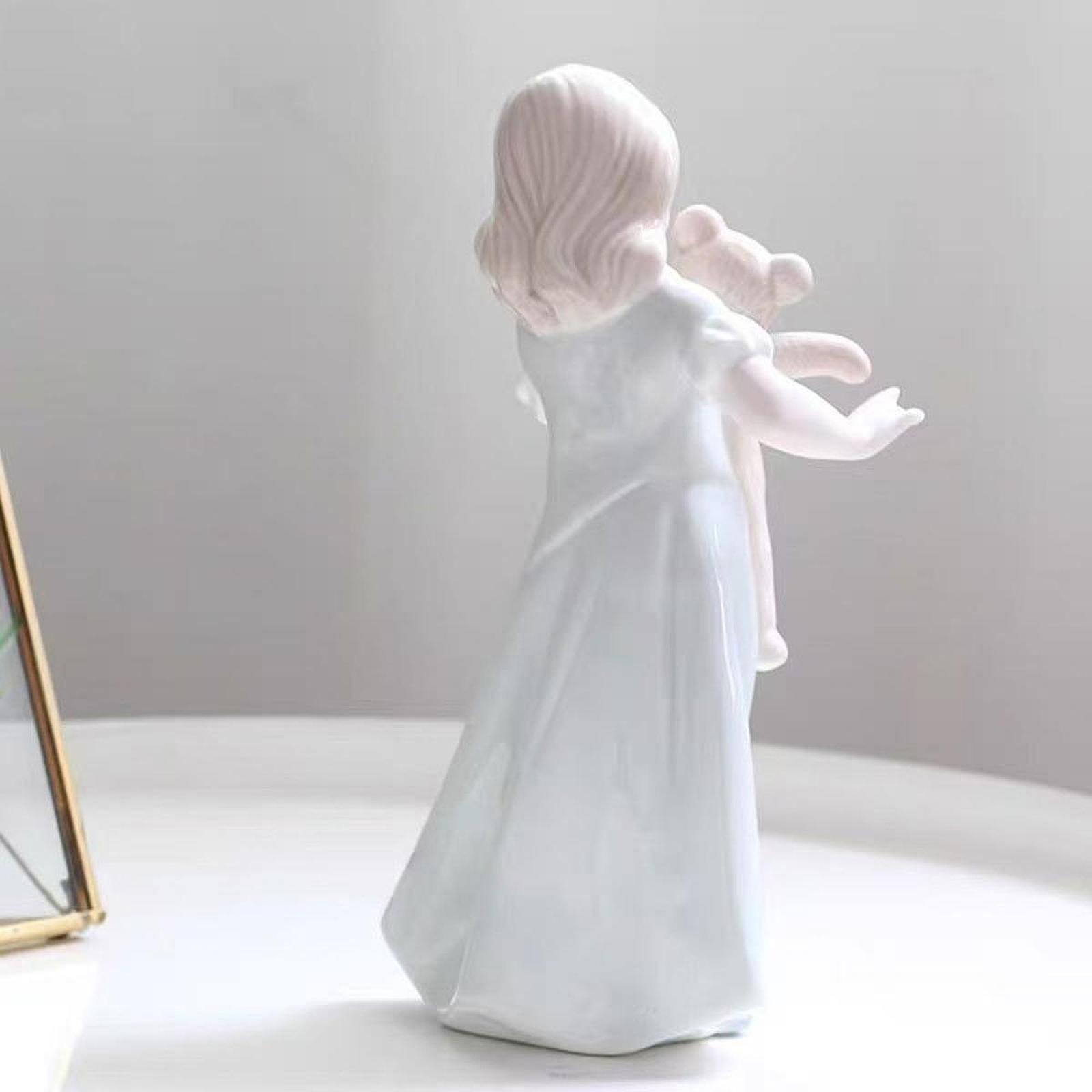 Girl Statue Ceramic Figure Sculpture for Table Centerpiece Bookshelf Cabinet