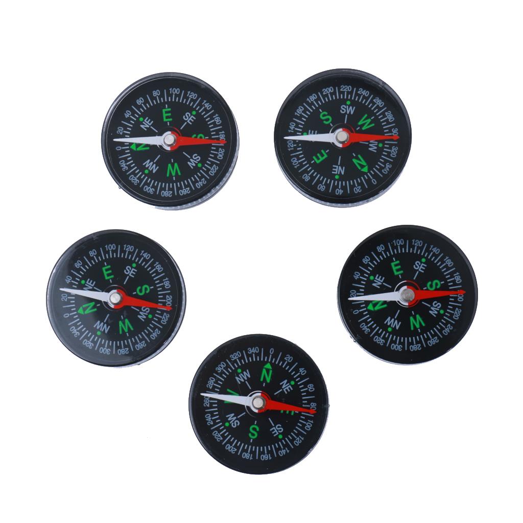 5 Lot Acrylic Compasses Mini Pocket Watch Compass Set for Hiking Camping