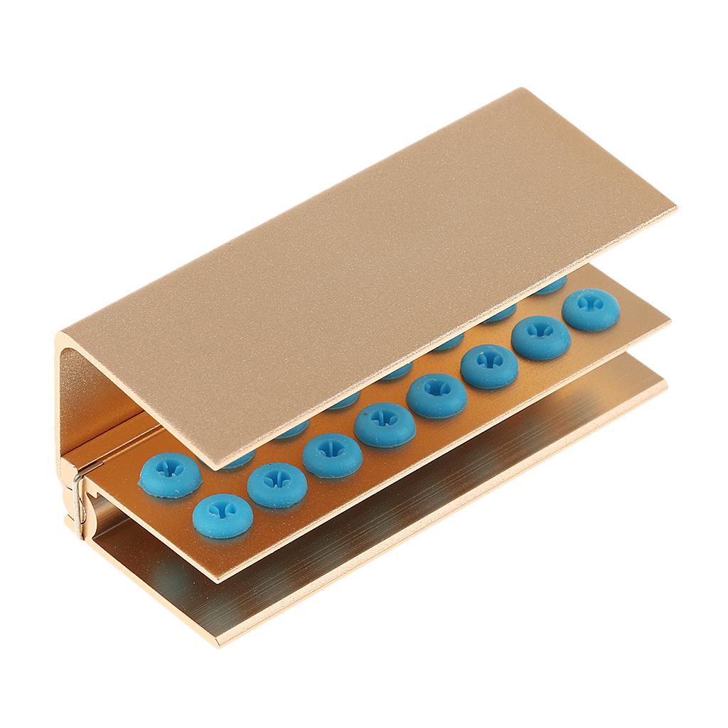 16 Holes Dental Bur Holder Block Autoclave Disinfection Box Golden