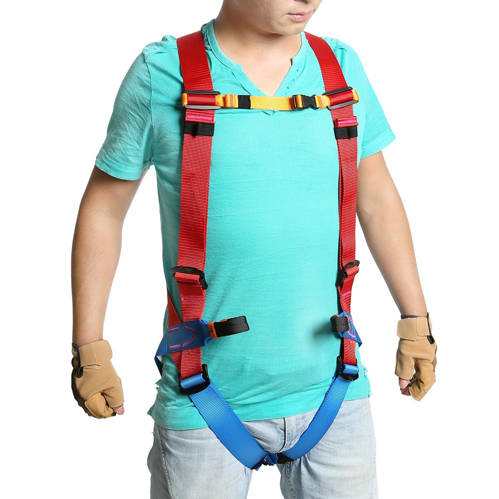 Adjustable Pro Full Body Rock Climbing Rappelling Safety Harness Equip Red