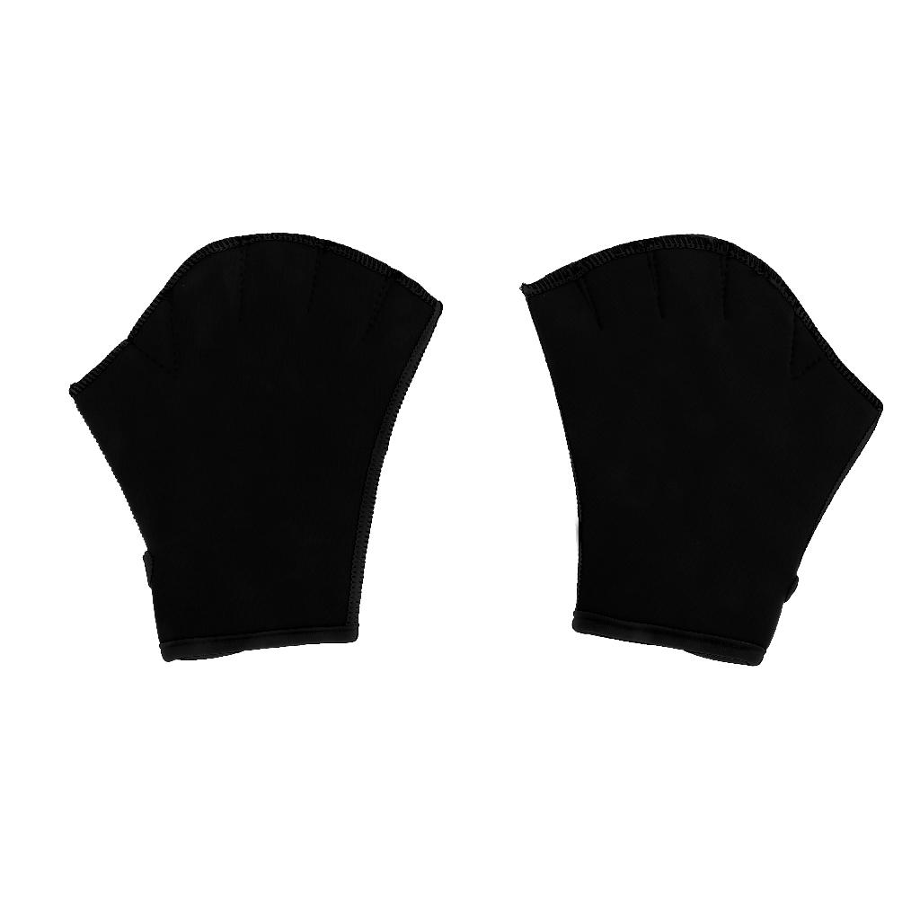 Unisex Water Sports Webbed Swimming Gloves Snorkeling Paddles S Black