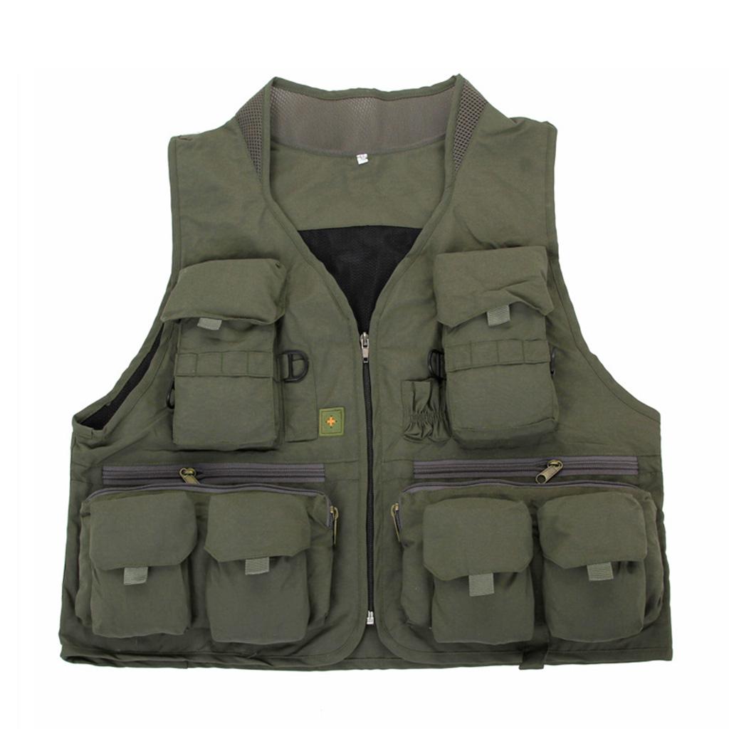  Multi Pocket Outdoor Photography Hunting Fishing Vest Jacket L Army Green