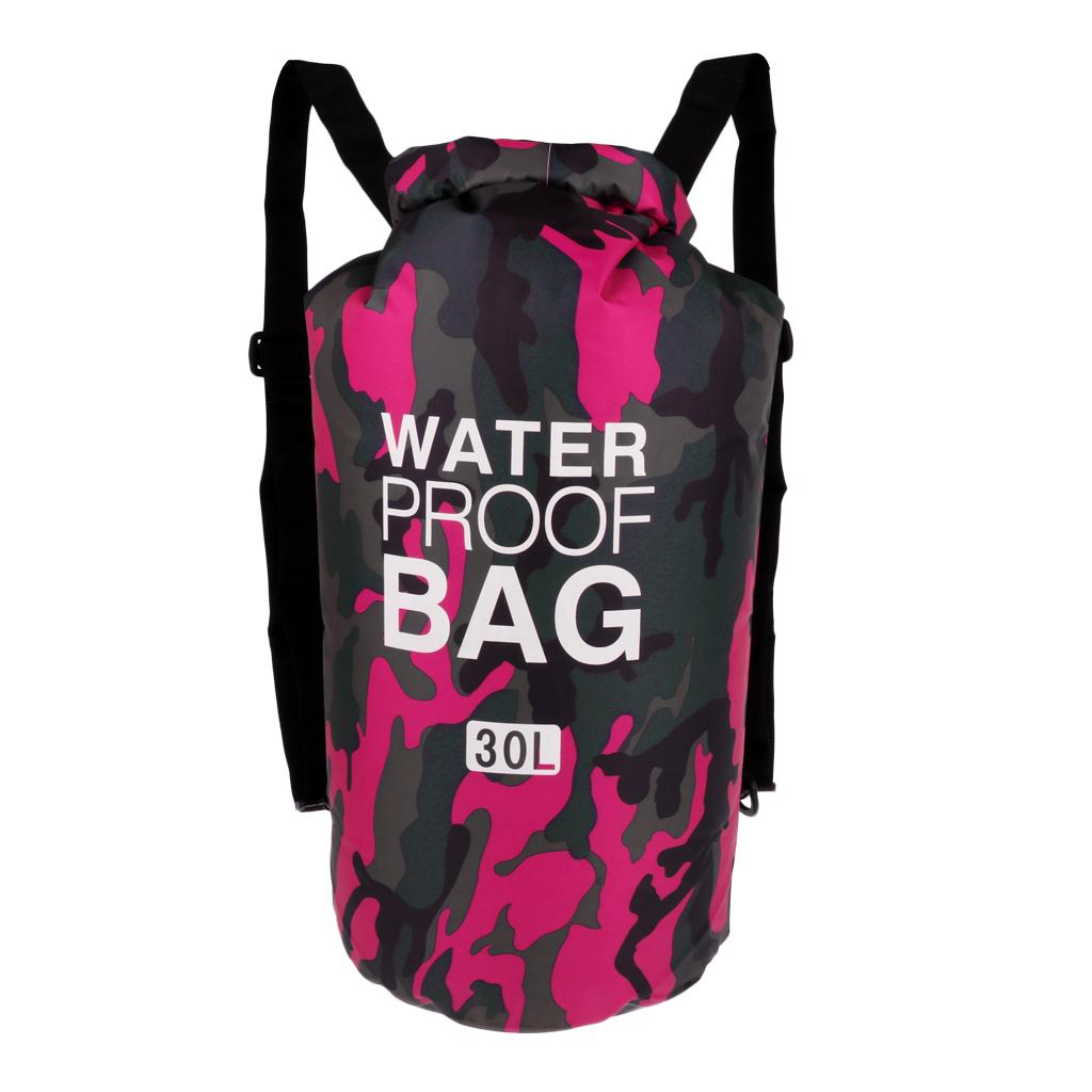 30L Waterproof Dry Bag Backpack Rucksack Kayak Boat Floating Camo Fushia