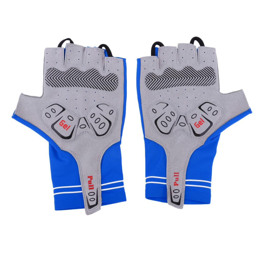 Summer Breathable Cycling Motorcycle Half Finger Gel Padded Gloves S Blue