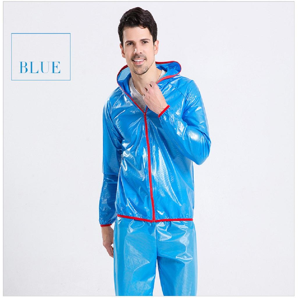 Unisex Cycling Rain Jacket Windproof Rain Coat Outdoor Rain Suit Blue L
