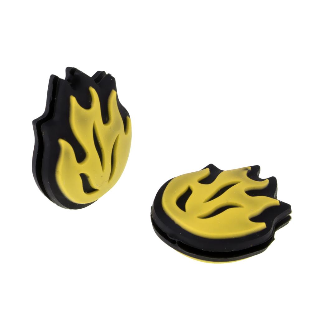 2 Piece Silicone Flame Tennis Racket Shock Absorber Shockproof Damper Yellow