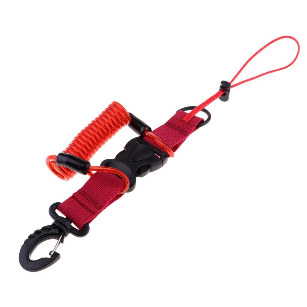 Durable Scuba Diving Spiral Spring Coil Lanyard Camera Safety Leash Red