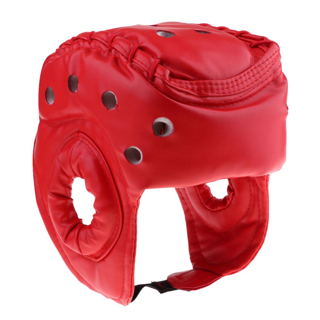 Kids Adults Boxing Helmet Head Guard MMA Headgear Protector Red Adult 
