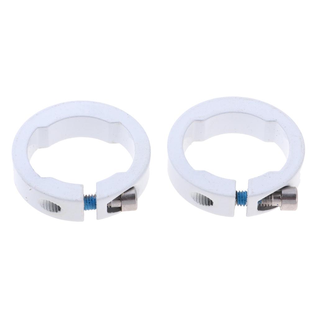 2pcs  Alloy Bike Handlebar Grip Lock Ring End Locking Ring White 8mm