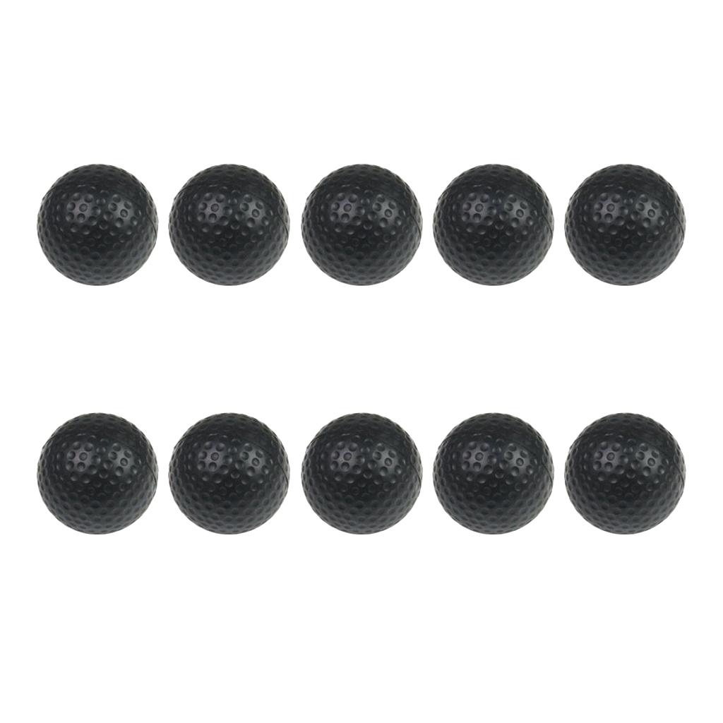 10 Pieces Practice Golf Ball PU Dimpled Elastic Training Golf Ball Black