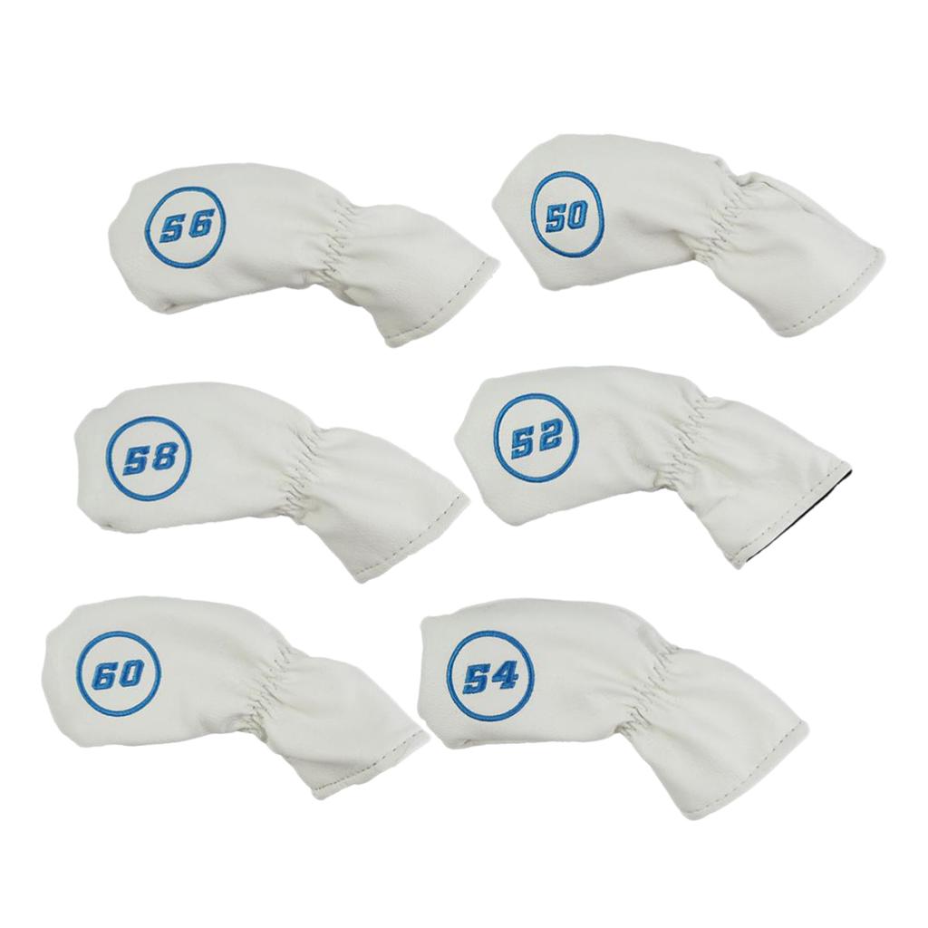 6pcs Golf Club Head Cover Irons Headcover Protectors with Number White