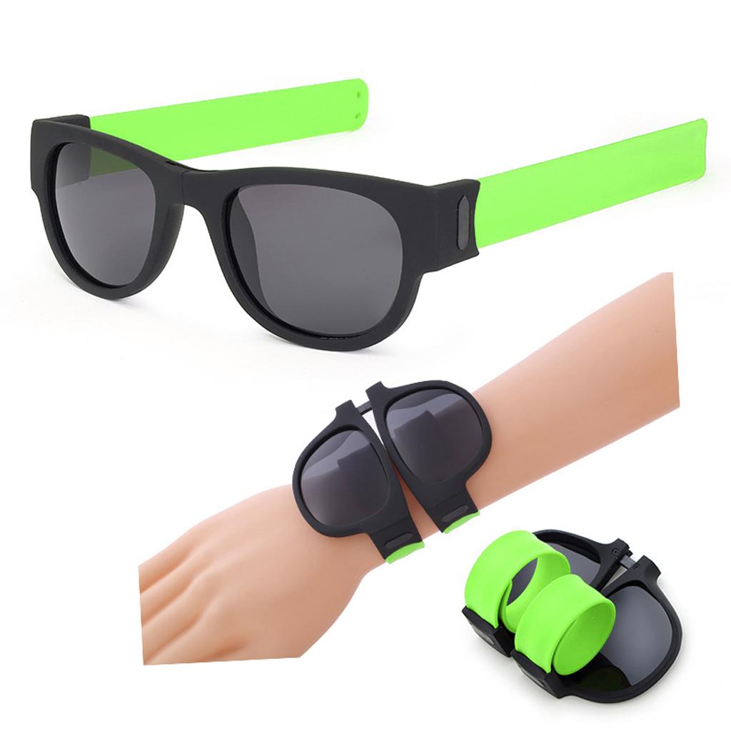 Slap Wristband Wrist Folding Sunglasses Trendy Foldable Sun Glasses  Green