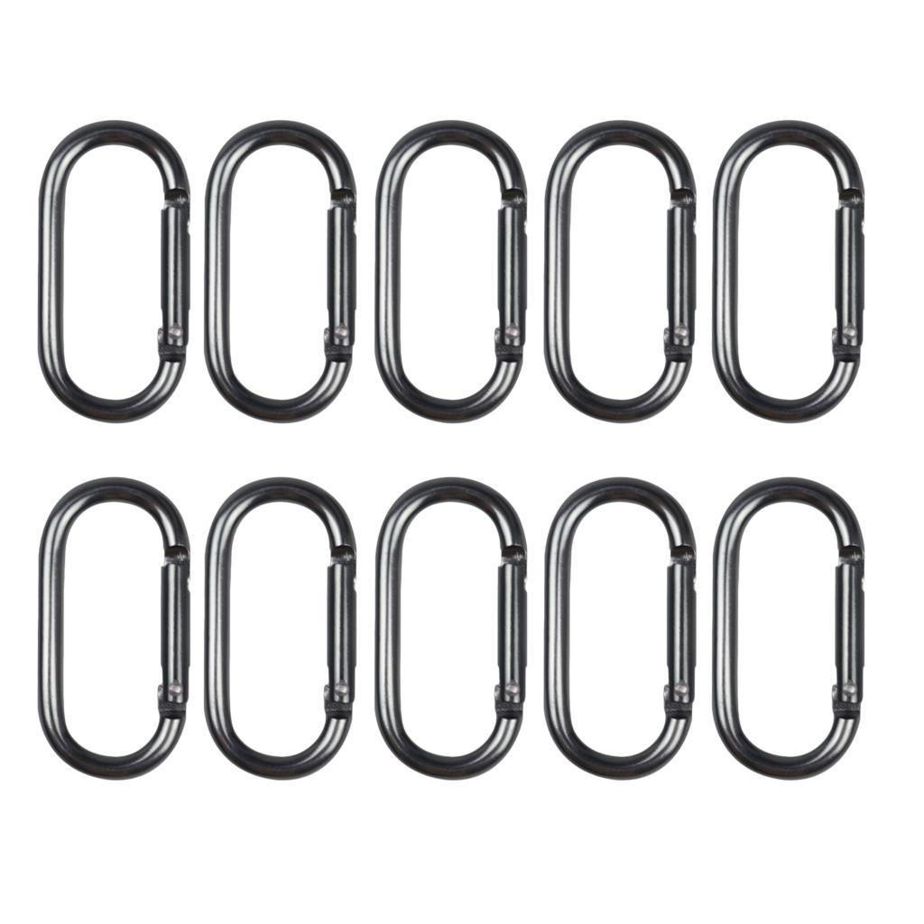 10x Locking Carabiner Clip Snap Hook Spring Karabiner Small Keychain Gray