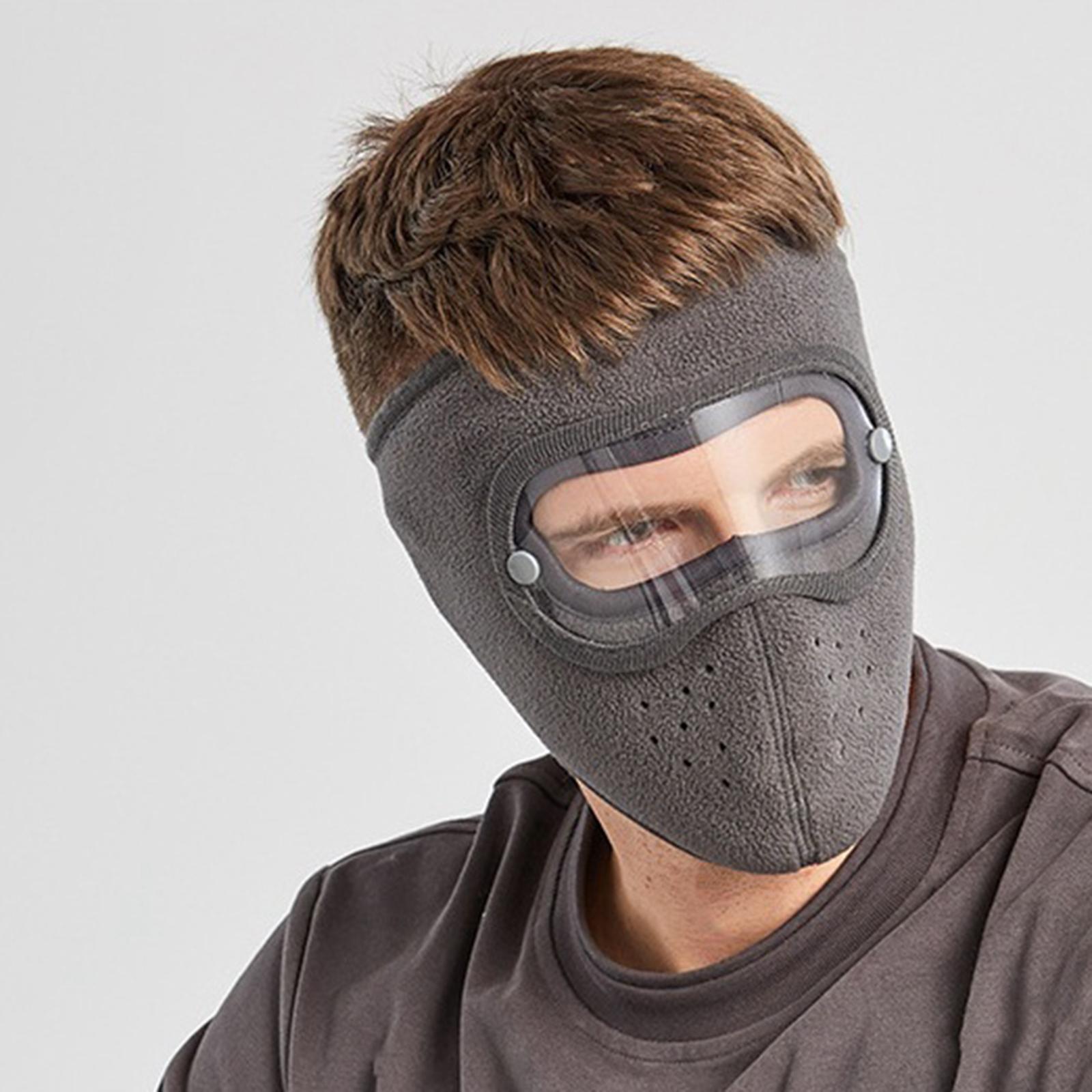 Facial Headgear Anti-Fog Polar Fleece w/ Removable Windproof Goggles Gray