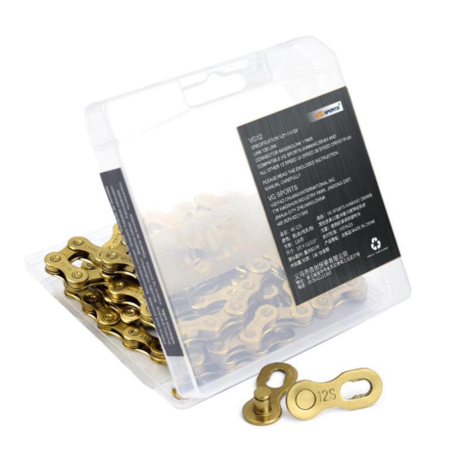 Bike Chain 12 Speed 126 Link Road Bicycle Hollow Chains Part Gold