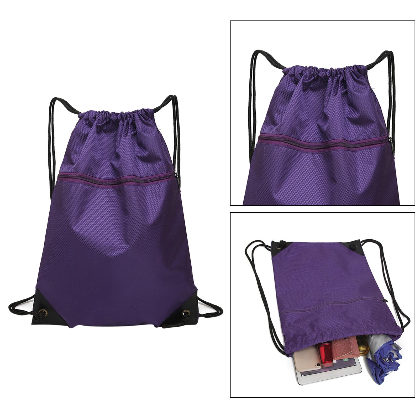 Travel Nylon Drawstring Bag Sack Beach Gym Backpack Shoes Bags Purple