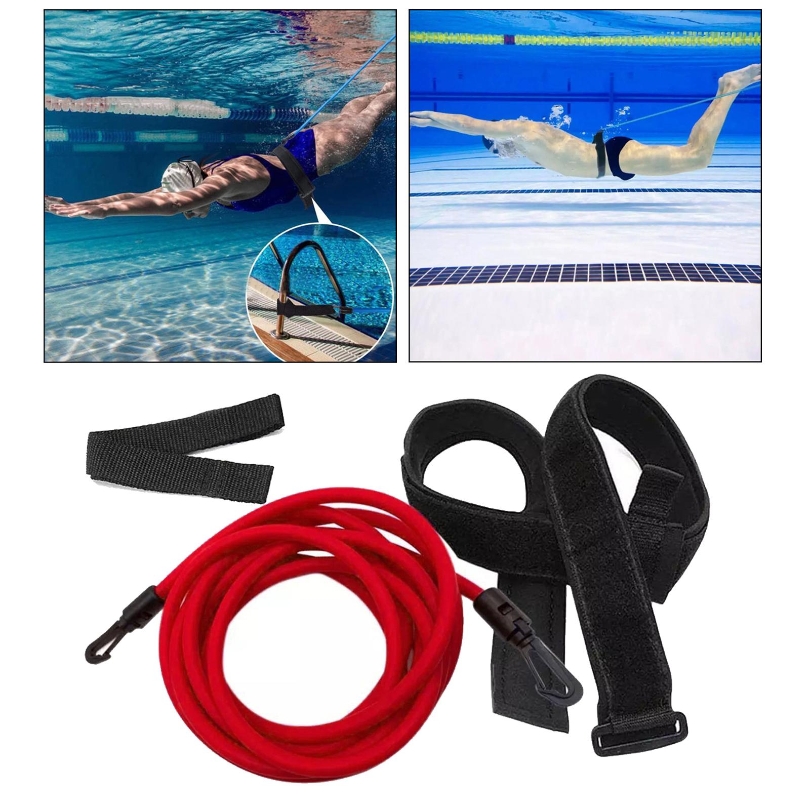 4m Swimming Resistance Belt Swim Tether Trainer Training Aids Red 10mm