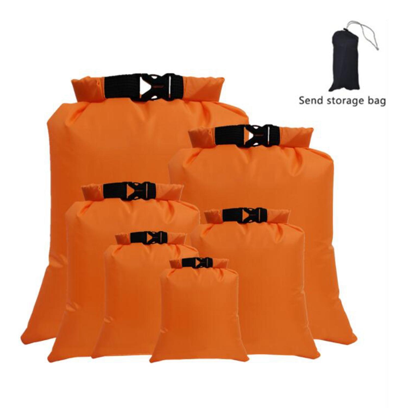 6x Waterproof Dry Bag Set Lightweight Dry Sacks Dry Wet Separation Orange