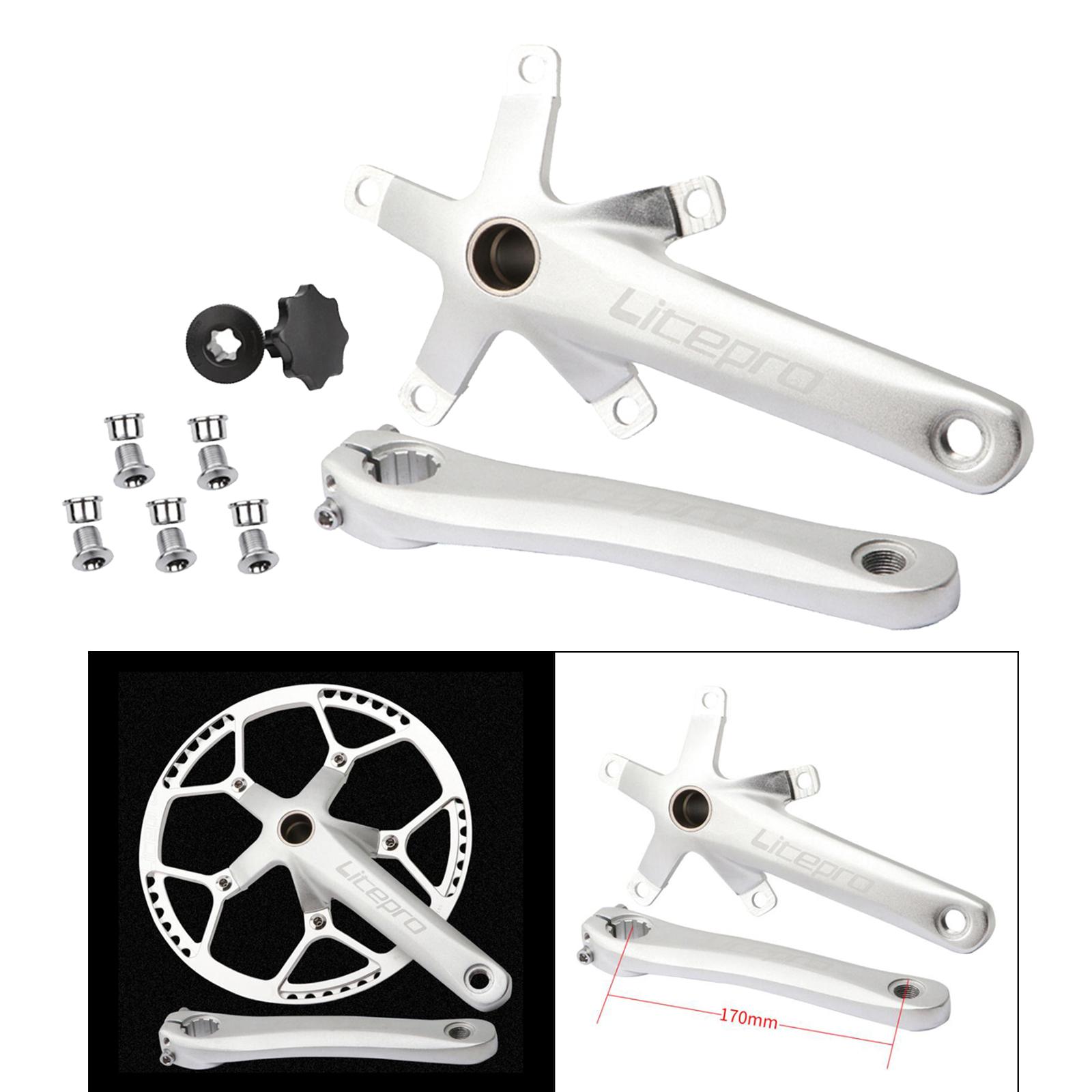 Folding Bike Crankset BCD 130mm Chainset Chainring BB Crankarm Silver