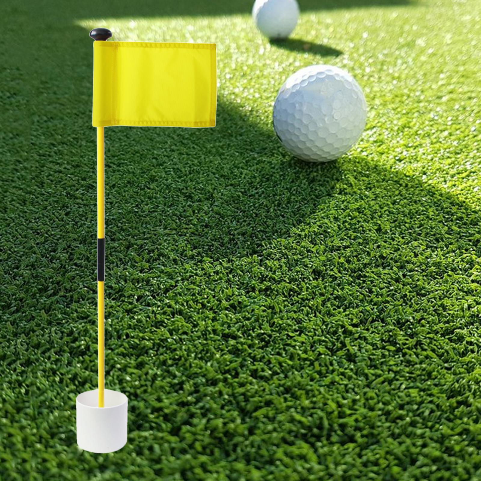 Backyard Practice Golf Hole Pole Flag Cup Stick Folding Putting Flagstick Yellow