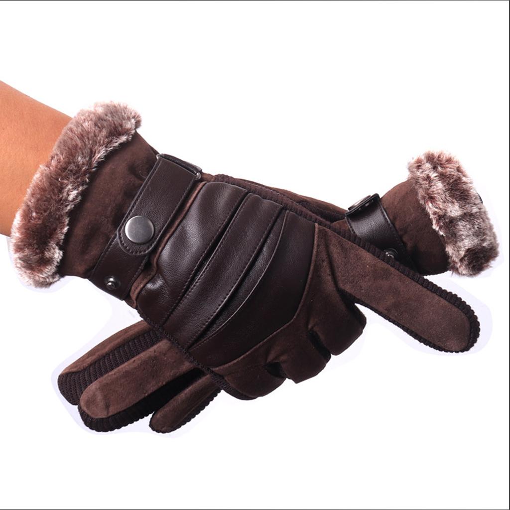 Windproof Snow Gloves Adjustable Heat Keep Driving Cycling Men  B 20D Black