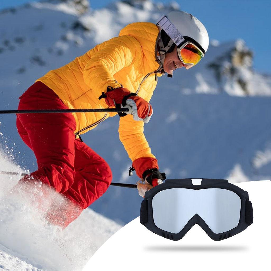 Snow Ski Safety Glasses Goggles Anti Fog Motorcycle Protective Eyewear Silver