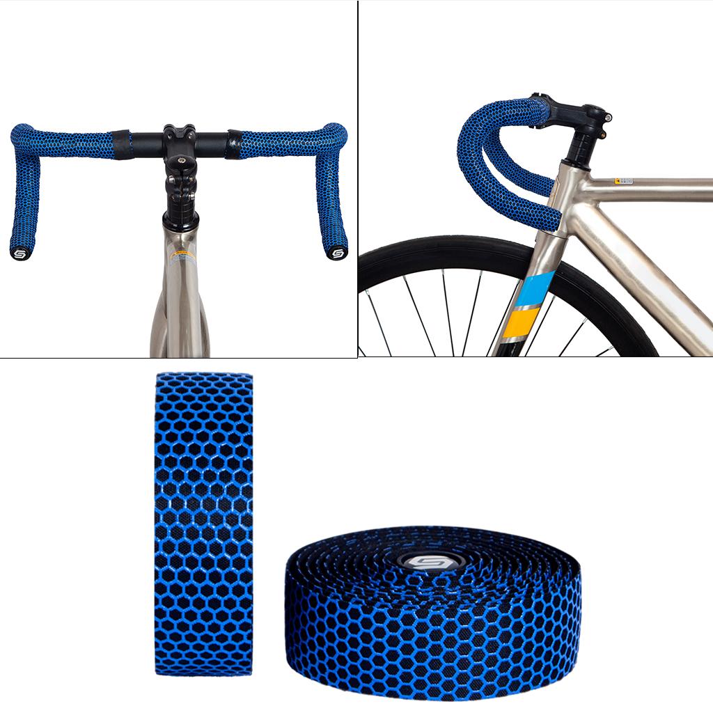 2x Non Slip Bicycle Handlebar Tapes Grip Wraps Bike Drop Bar Blue