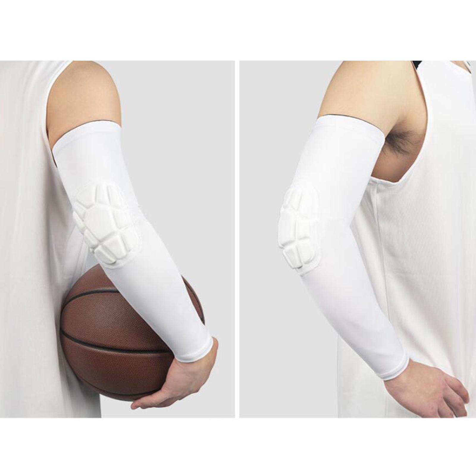 Elbow Support Compression Honeycomb Pad Brace Joint Arm Sleeve Sport White M