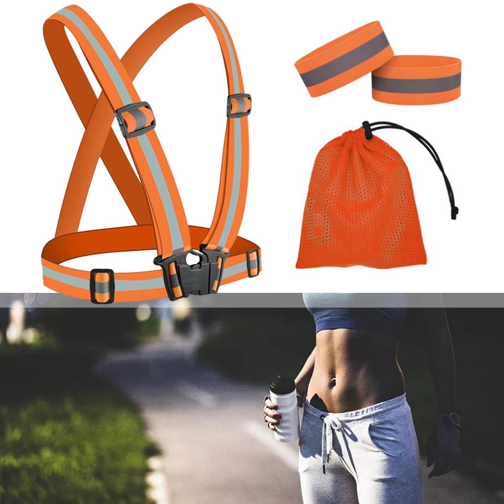 Elastic Running Reflective Vest Adjustable for Night Walking Cycling Orange