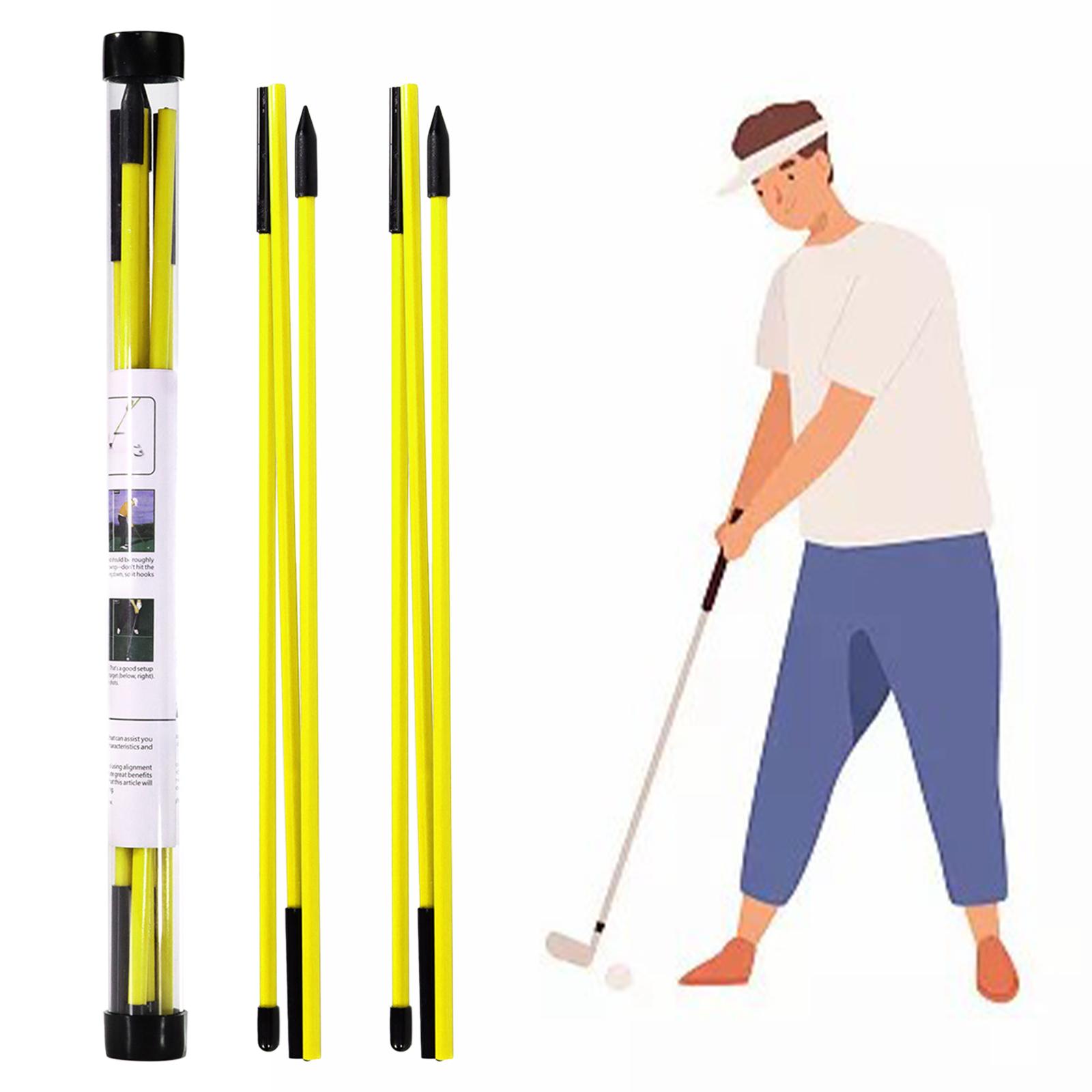 2Pack Golf Alignment Rods Golf Swing Trainer Sticks Golf Training Equipment Yellow