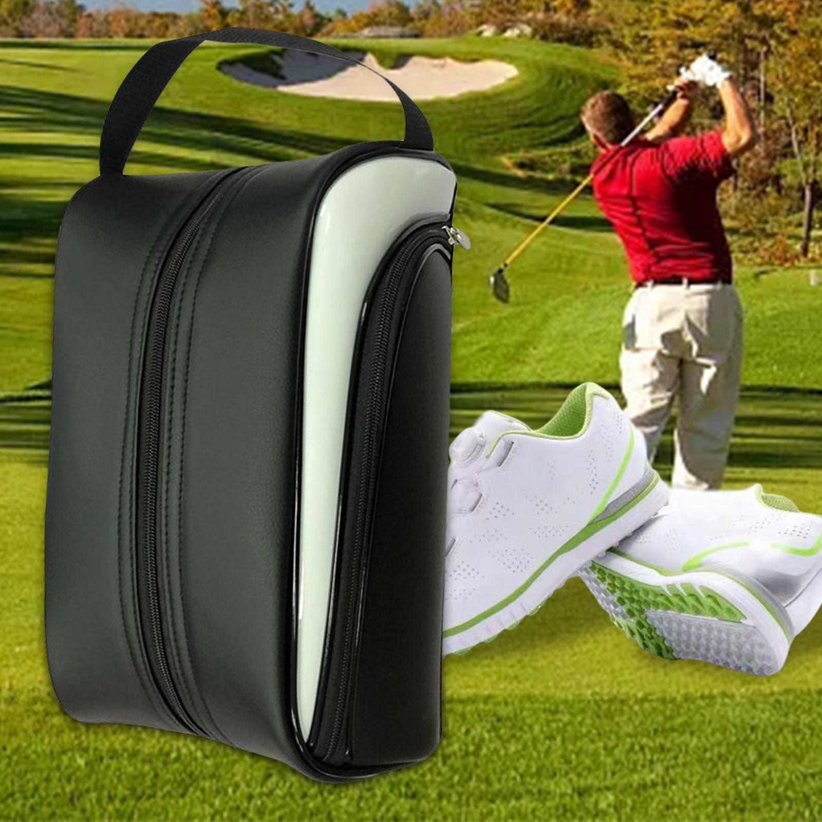 Golf Shoes Bag Deluxe Leather Outdoor Shoe Carry Bag Golf Gift for Men Women White