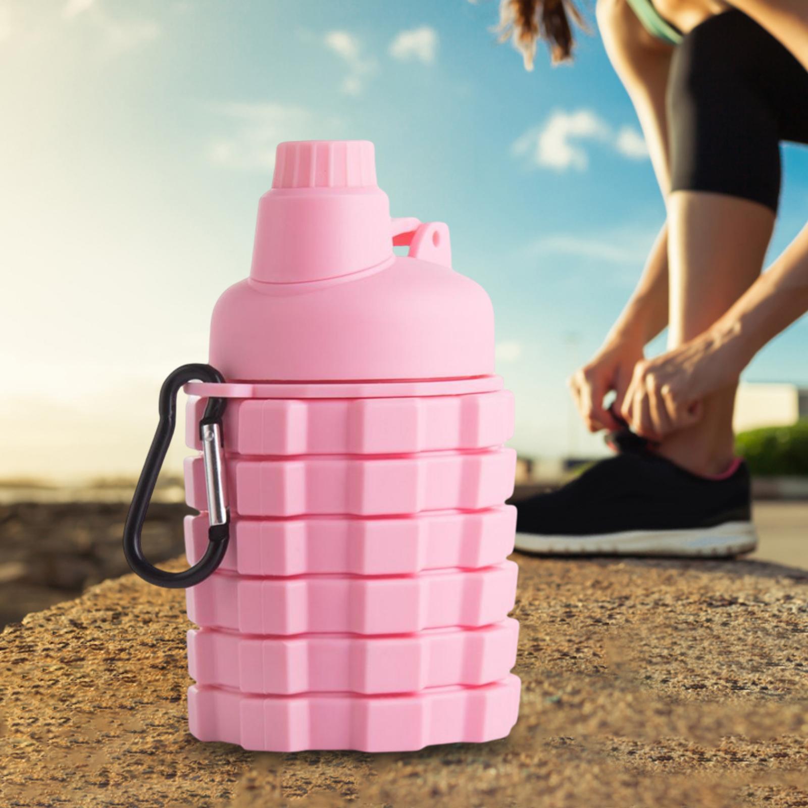 450ML Silicone Folding Water Cup Portable Outdoors Drinking Mug  Pink