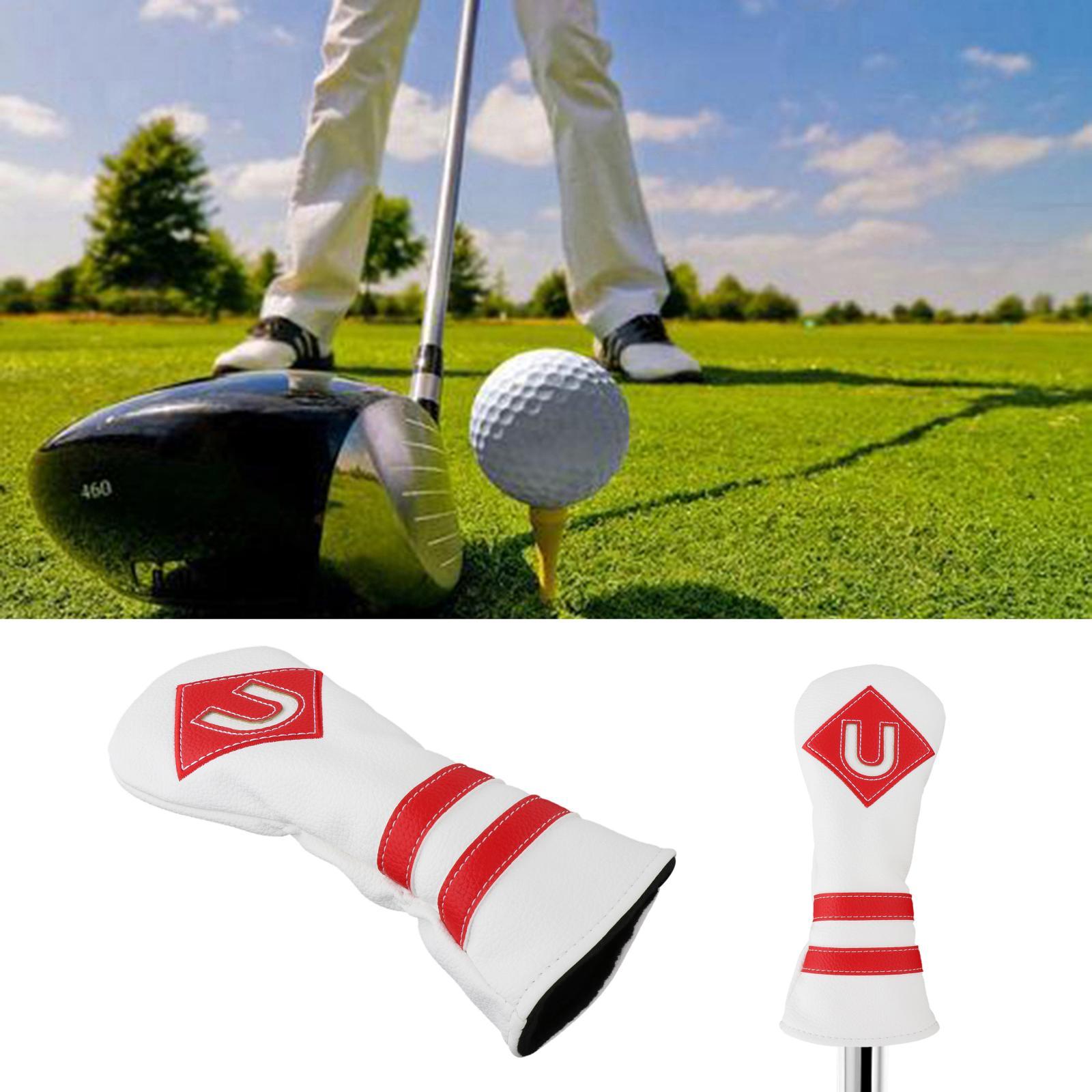 Golf Wood Club Head Cover Driver Headcover Fairway Hybrid white red U