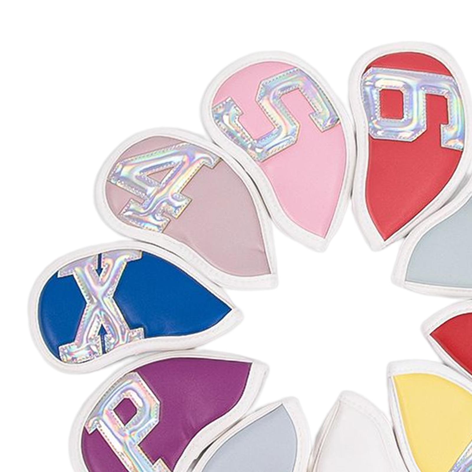 10x PU Leather Golf Iron Headcover Club Head Cover Protection Guard White