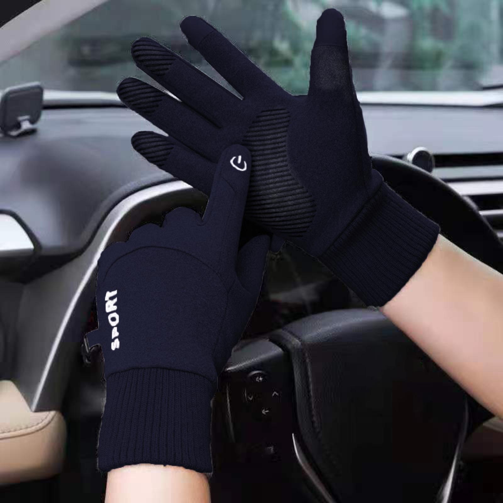 Thermal Gloves Commuting Winter Gloves for Driving Outdoor Sports Riding Dark Blue Medium