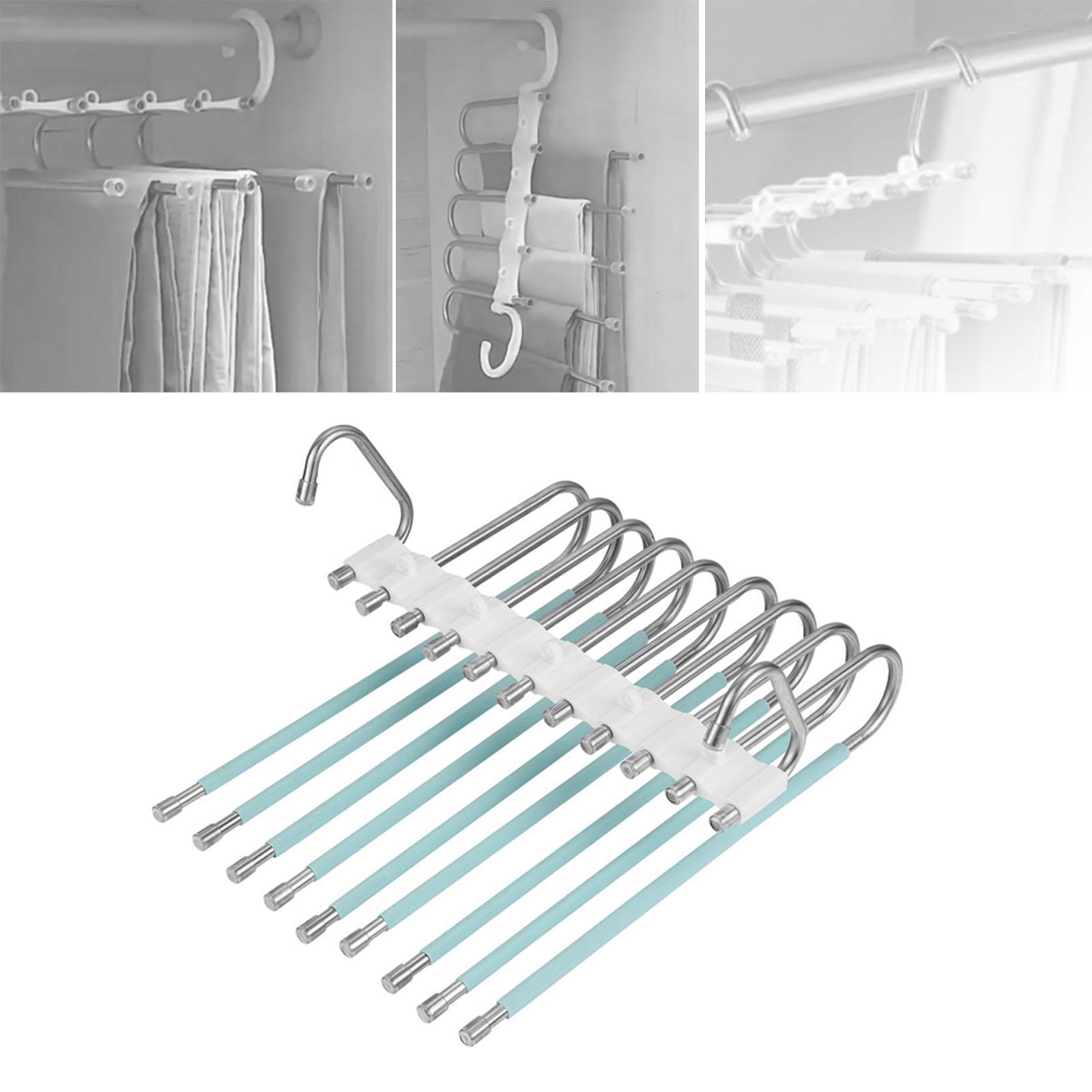 Multi Layer Folding Pants Hangers Slack Wardrobe Travel Hotel Hanging Rack Green