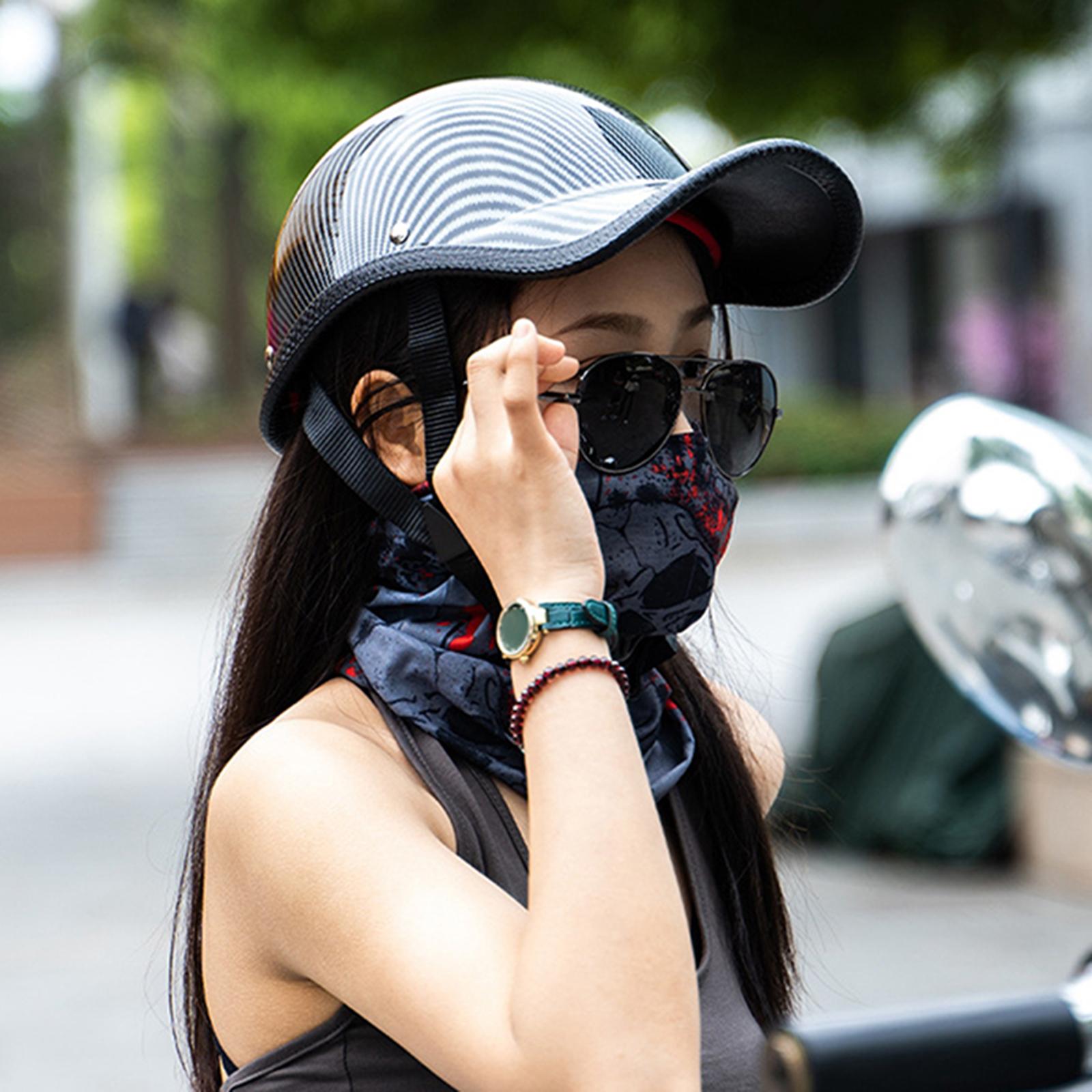Motorcycle Half Face Helmets Baseball Cap Style Summer Cycling Safety Helmet Carbon Fiber Pattern