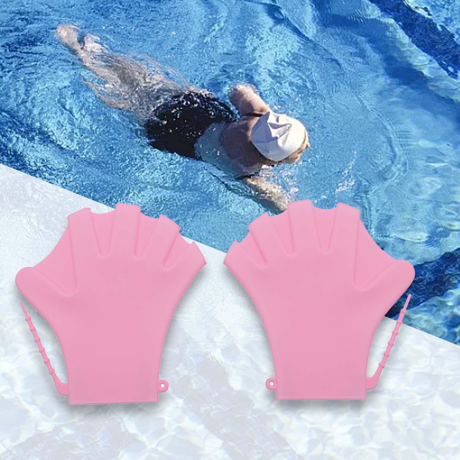 Webbed Swimming Gloves Diving Surfing Adjustable Lap Swimming Aquatic Gloves Pink