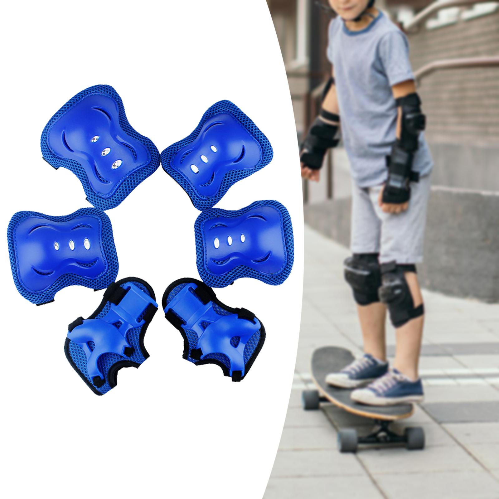 Knee Pads Elbow Pads Wrist Guards Protection Riding Kids Protective Gear Set Deep Blue M