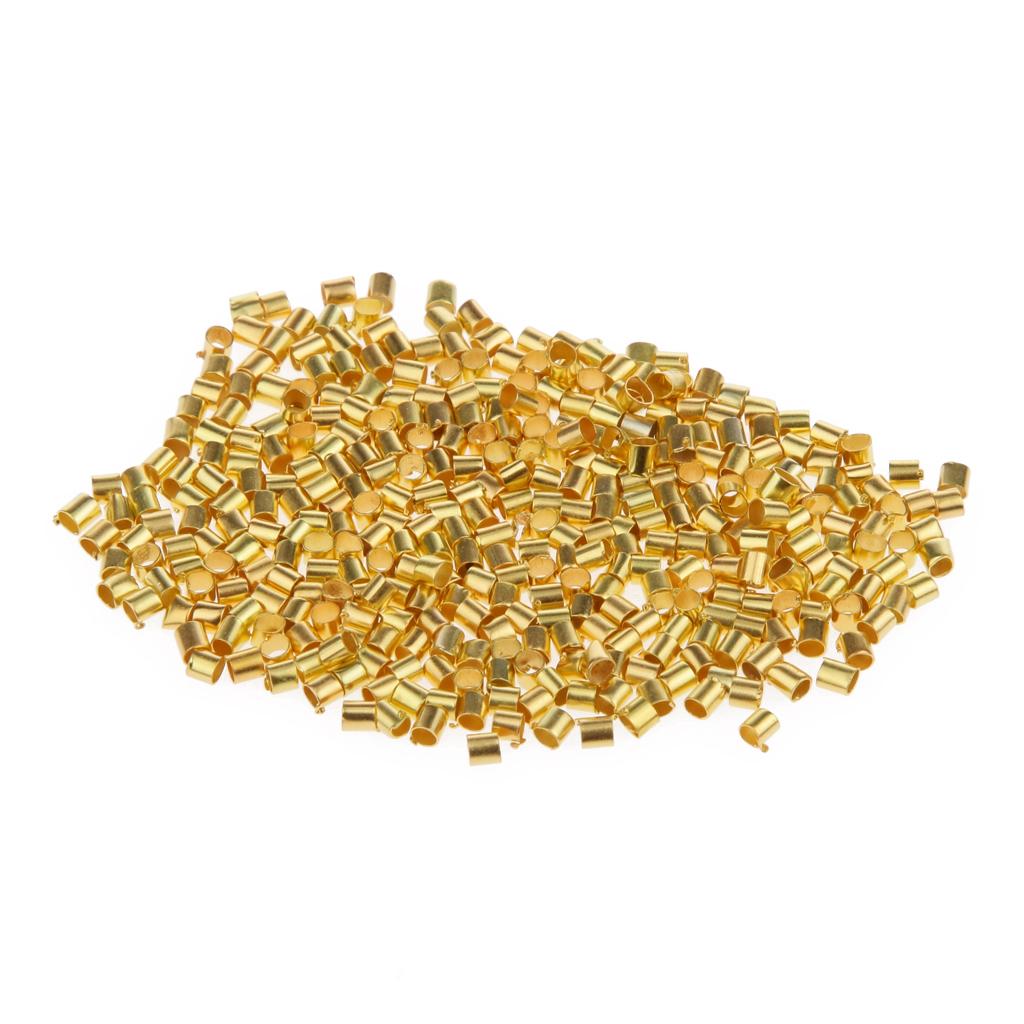 600pcs Gold Plated Crimp Tube End Beads 2*2MM