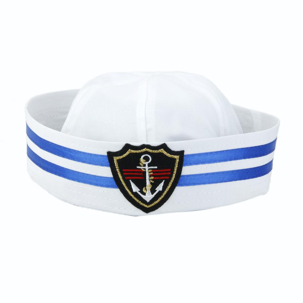 Kids Anchor White Captain Sailors Hat 