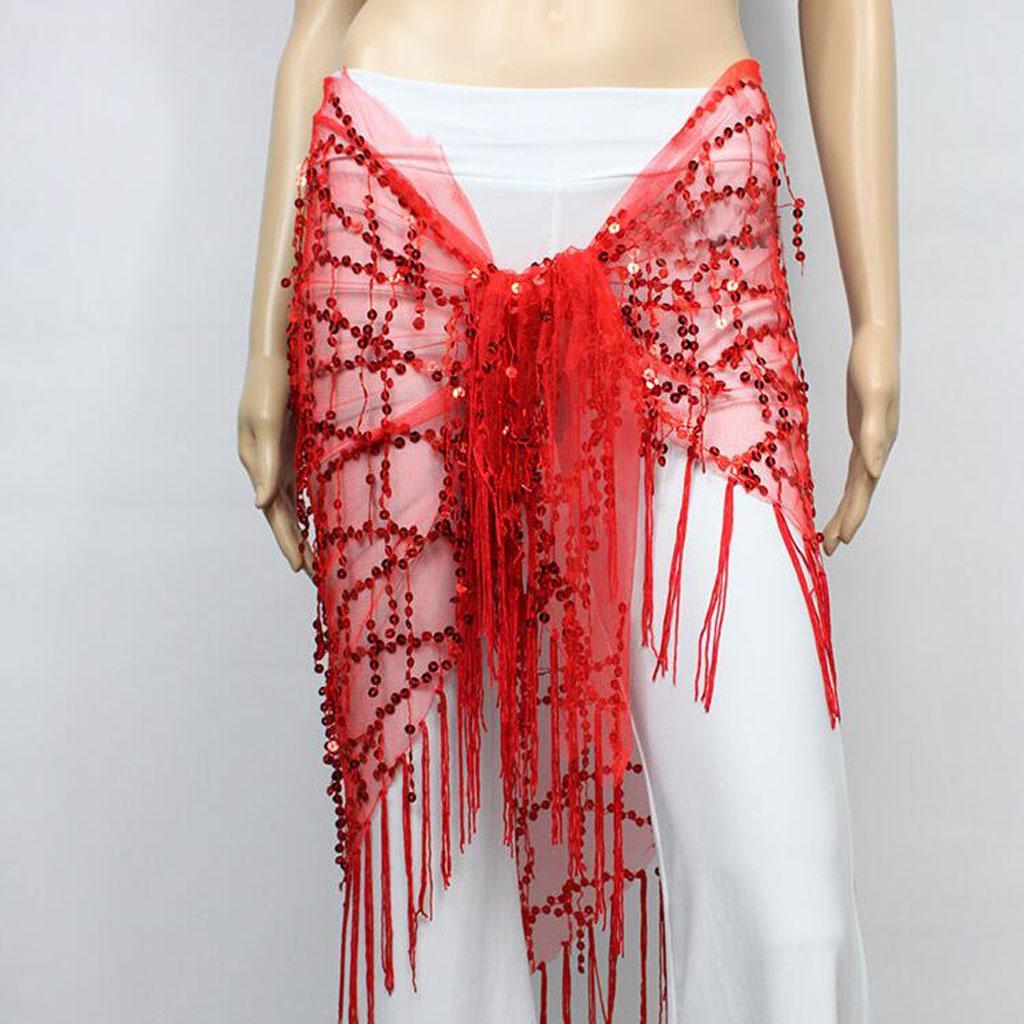 Belly Dance Costume Waist Hip Scarf Triangle Shawl Belt Sequins Fringe Tassle Ebay