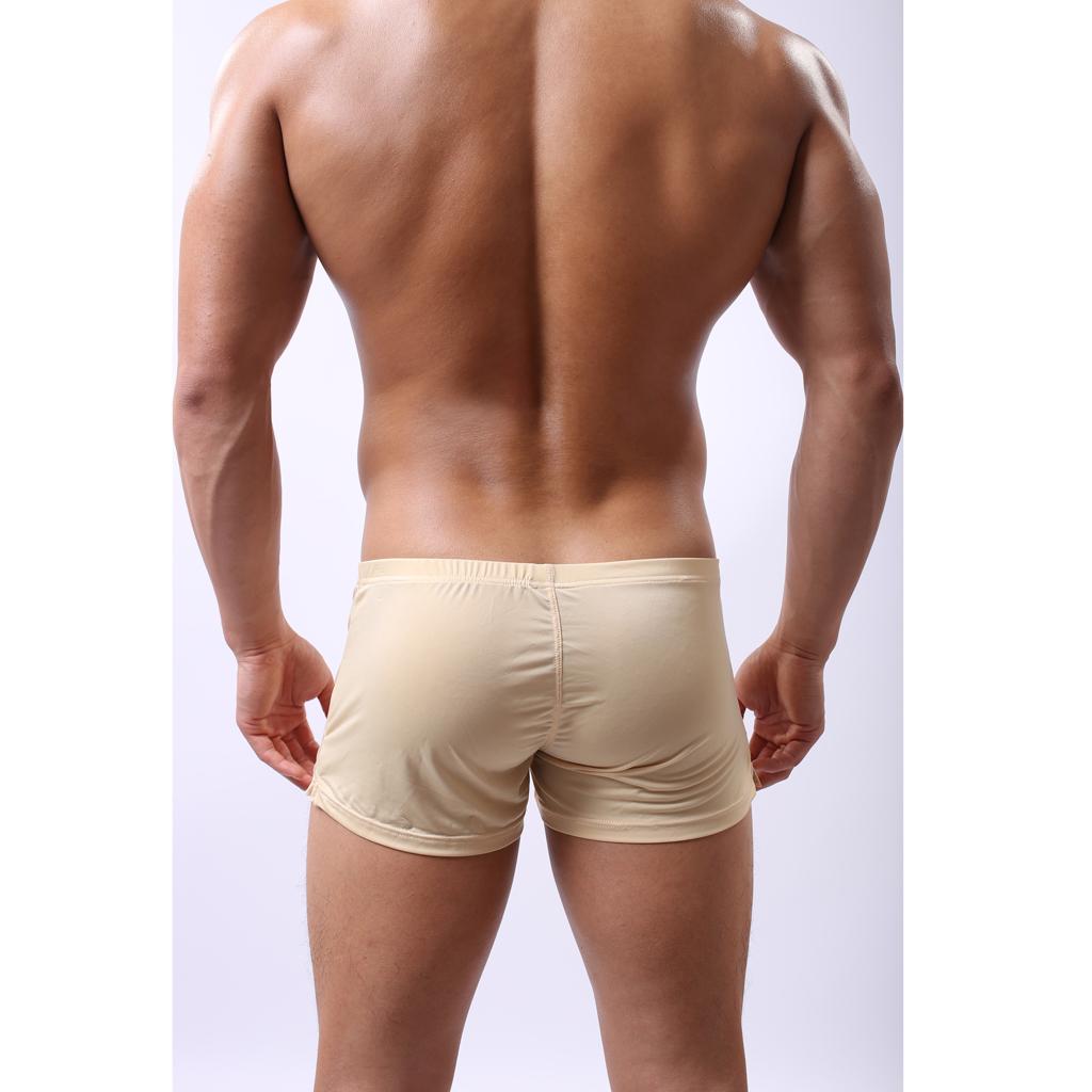 Men's Built-in Pouch Underwear Meryl Comfy Sexy Boxer Briefs Nude-XXL