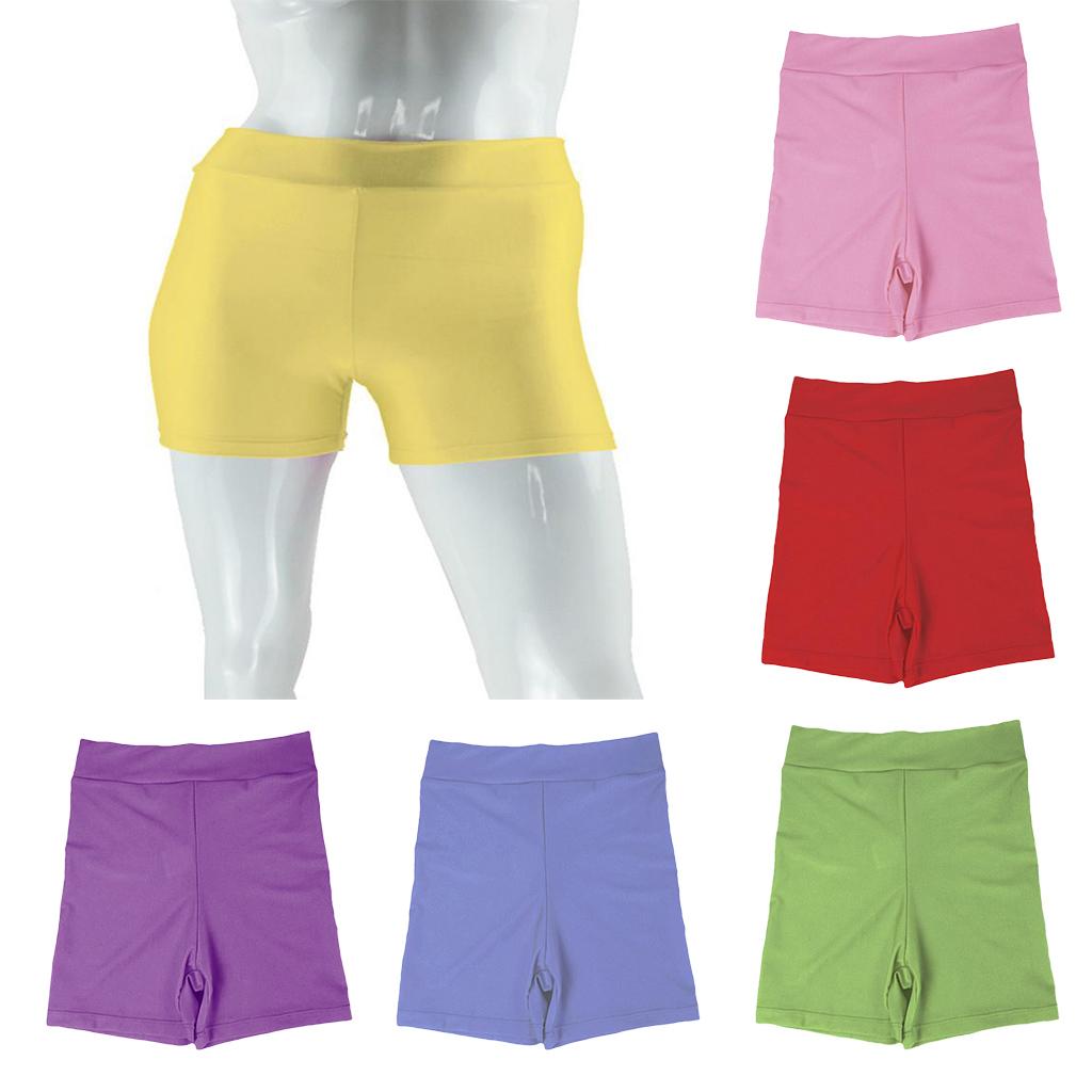 Ladies Womens Gymnastic Cotton Neon Colour Plain Shorts Hot Pants Dance Wear